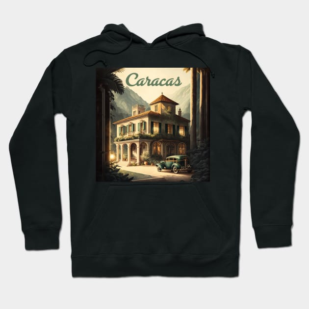 Caracas Venezuela Vintage Travel Art Poster Hoodie by OldTravelArt